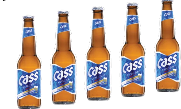 Five bottles of Cass beer